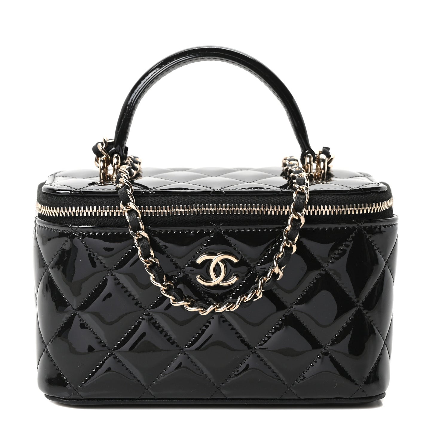 Patent Quilted Pick Me Up Vanity Case Black
