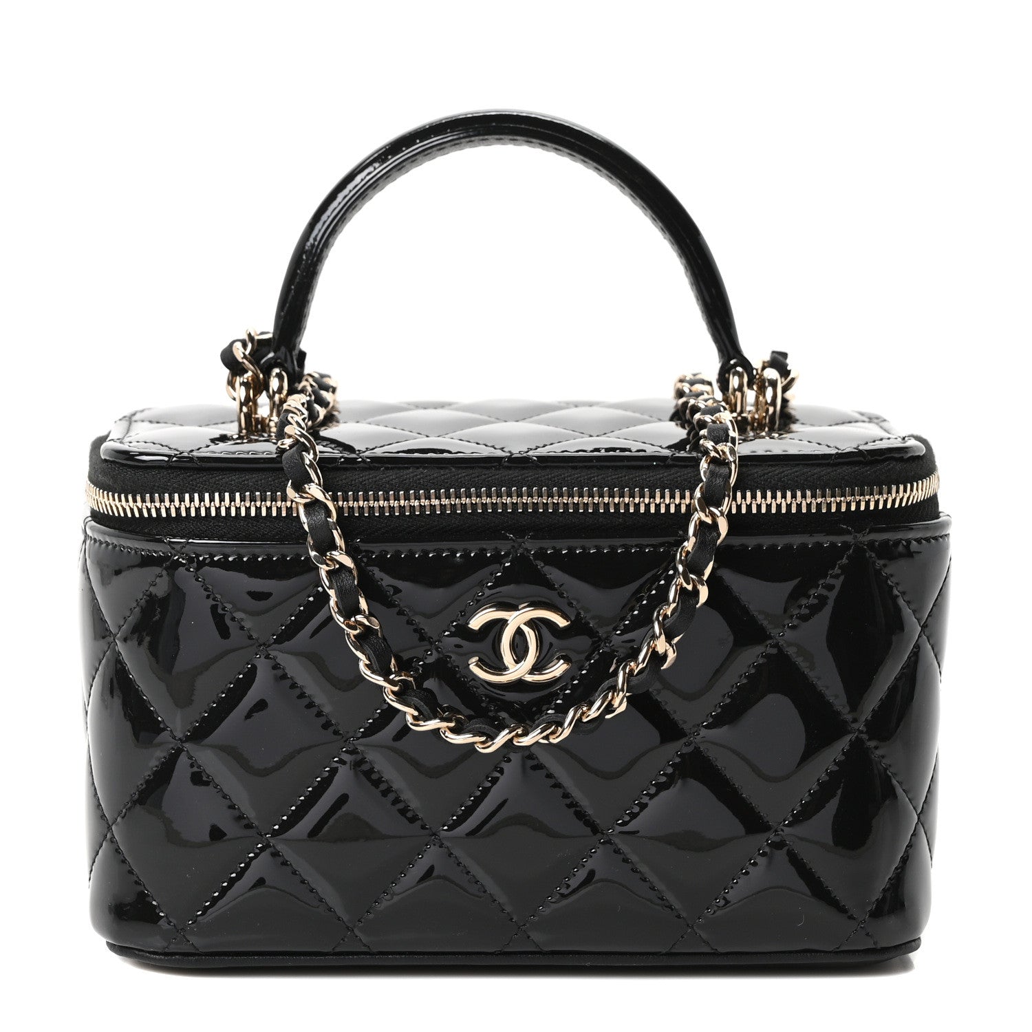 Chanel Patent Quilted Pick Me Up Vanity Case Black 1 of 9
