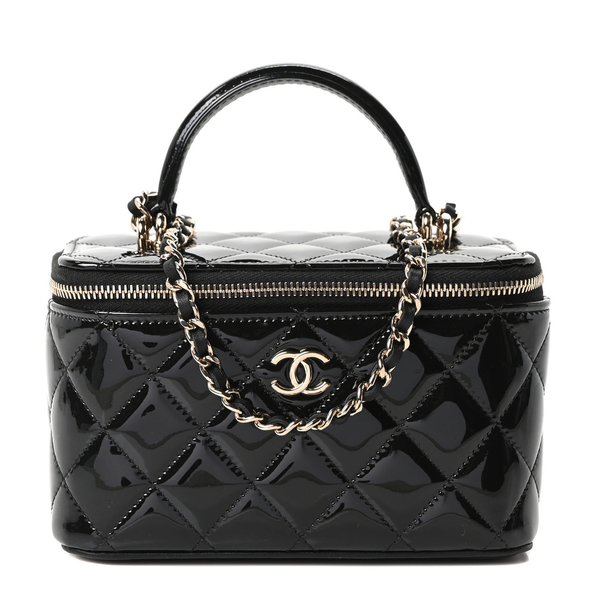 Patent Quilted Pick Me Up Vanity Case Black