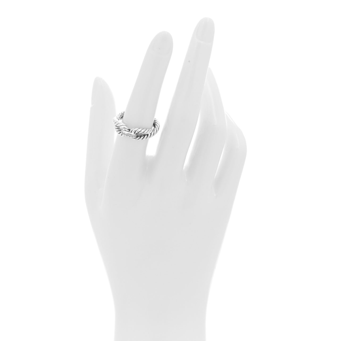 Sterling Silver Pave Diamond Cable 53 6.5