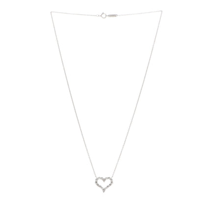Tiffany Platinum Diamond Small Heart Pendant Necklace 3 of 5