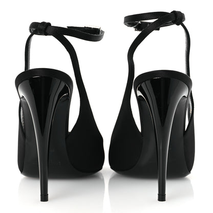 Saint Laurent Crepe Satin Melody 105 Ankle Strap Sandals 36 Black 6 of 12