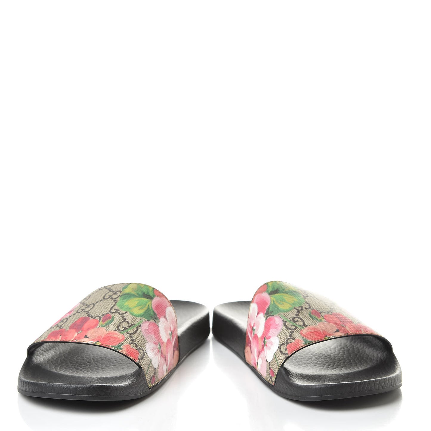 GG Supreme Monogram Blooms Slide Sandals 37 Beige Multicolor
