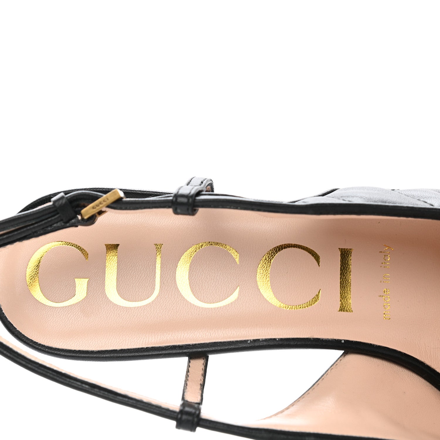 Gucci Nappa Charlotte Chevron Matelasse Double G 75mm Slingback Pumps 38.5 Black 7 of 9