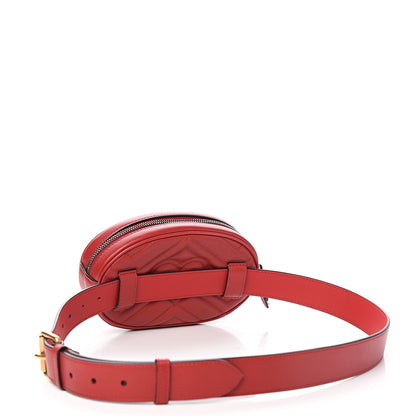 Gucci Calfskin Matelasse GG Marmont Belt Bag 95 38 Hibiscus Red 2 of 11