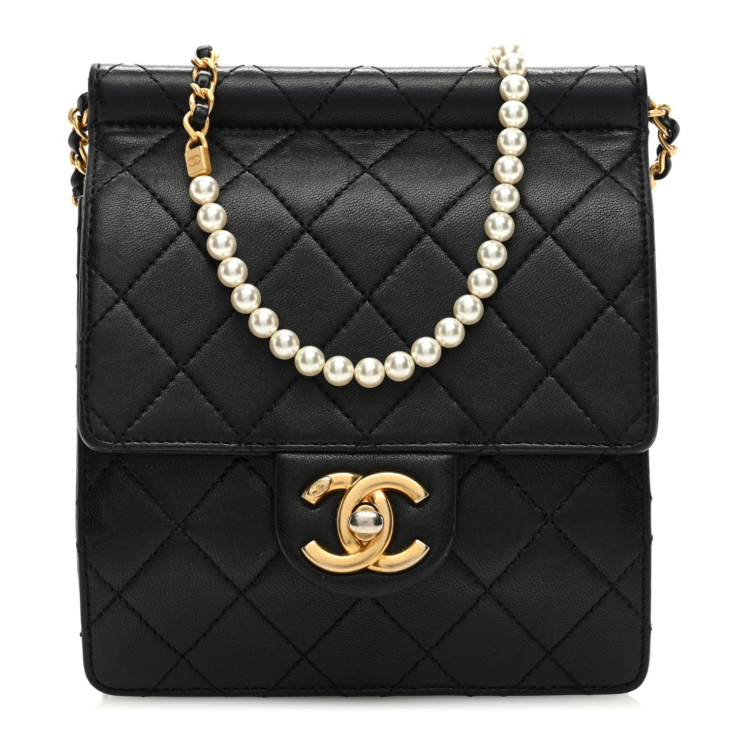 Chanel Goatskin Quilted Chic Pearls Flap Black 1 of 12