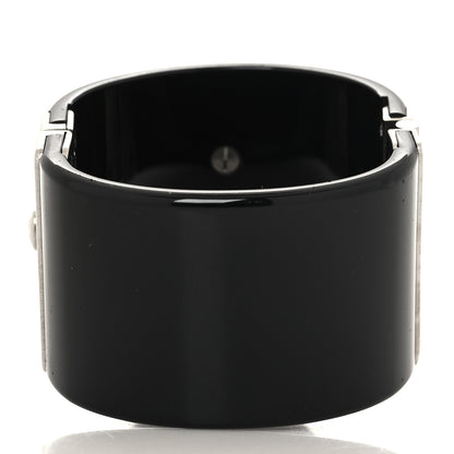 Chanel Resin Swarovski Baguette Crystal CC Shield Cuff Black 3 of 6