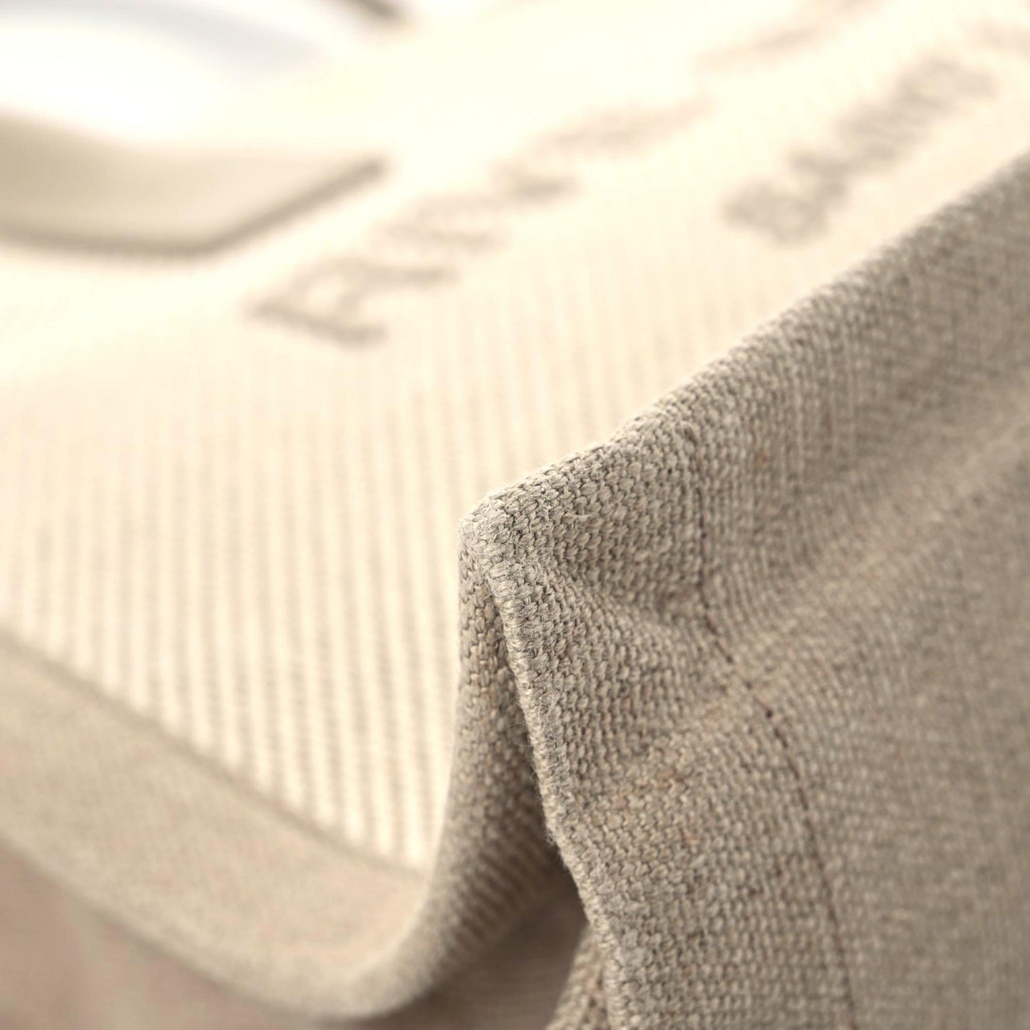 Linen Calfskin Small Rive Gauche Tote Beige Sea Salt