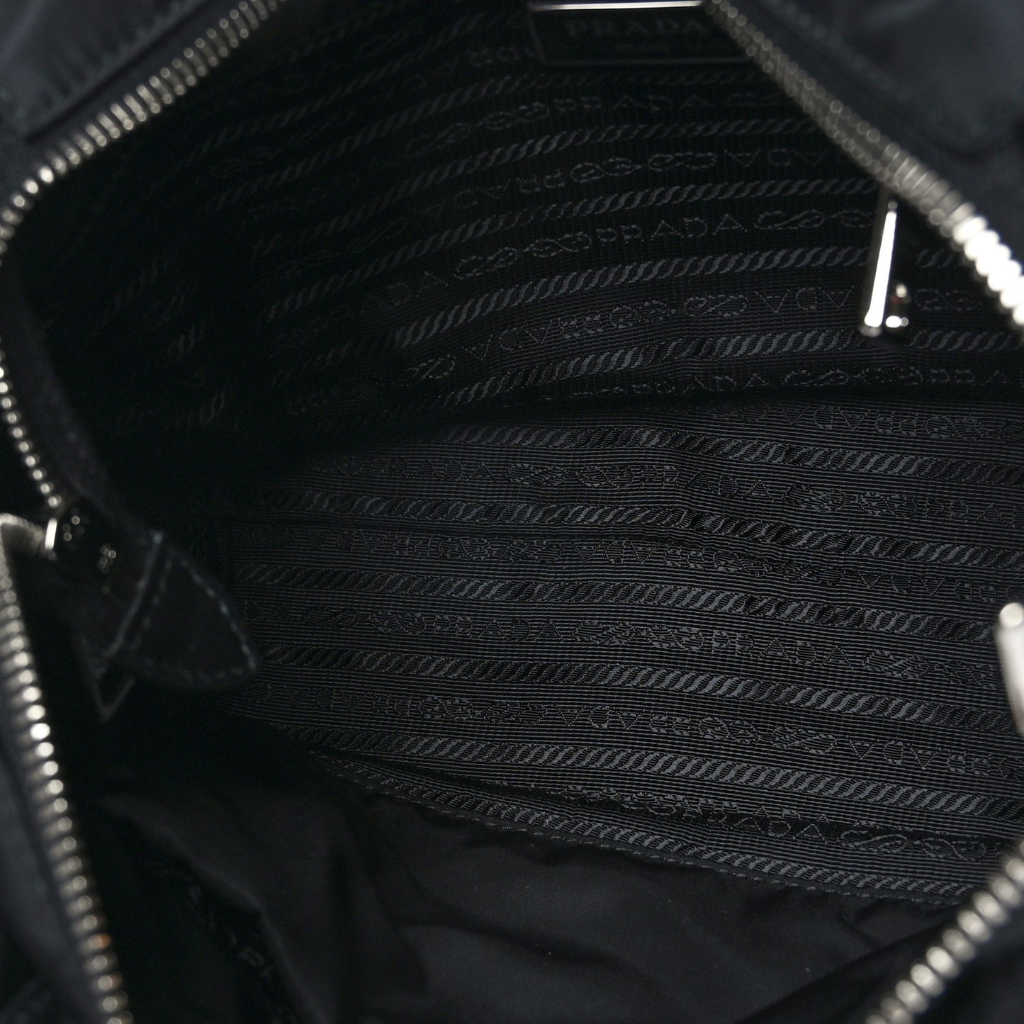 Re-Nylon Nappa Triangle Quilted Padded Double Handled Zip Pocket Tote Black