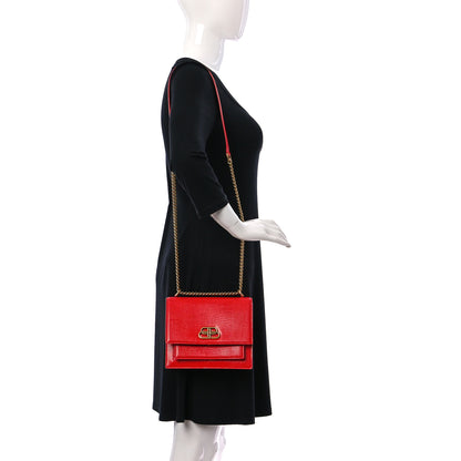 Balenciaga Patent Calfskin Lizard Embossed Sharp S Chain Satchel Vivid Red 2 of 9