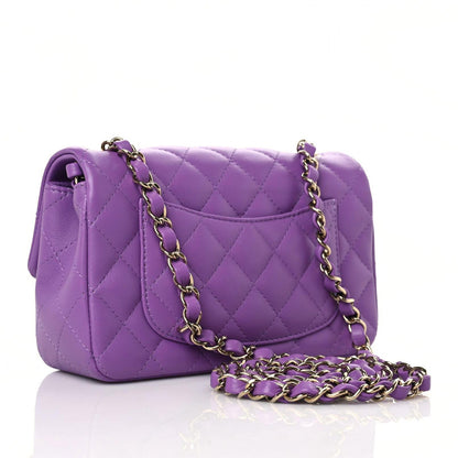 Chanel Lambskin Quilted Mini Rectangular Flap Purple 3 of 9