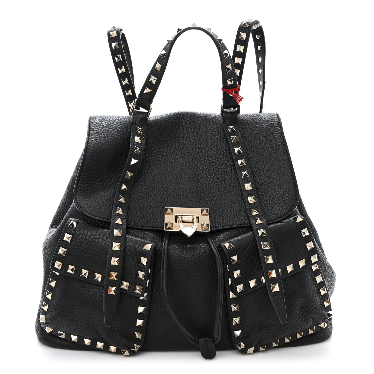 Valentino Garavani Pebbled Calfskin Rockstud Double Pocket Backpack Black 1 of 11