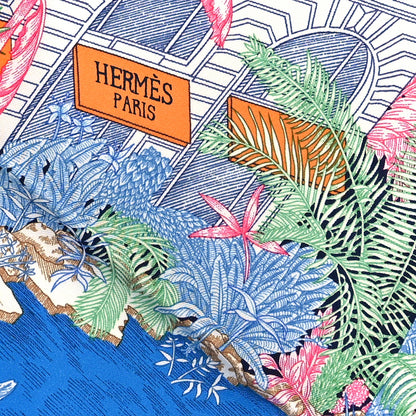 Hermes Silk Faubourg Tropical Scarf 90 Bleu Jean Vert Jaune Sofre 2 of 4