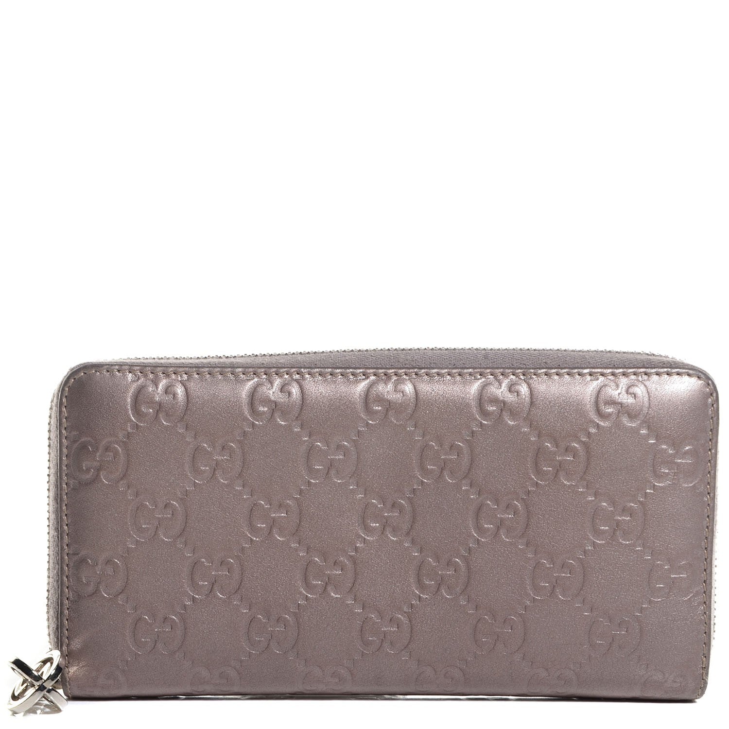 Gucci Metallic Guccissima Large Twins Zip Around Wallet Mauve 1 of 7