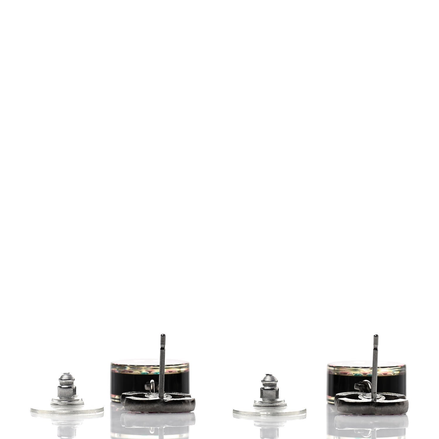 Chanel Resin Crystal CC Drop Earrings Black Multicolor 3 of 5
