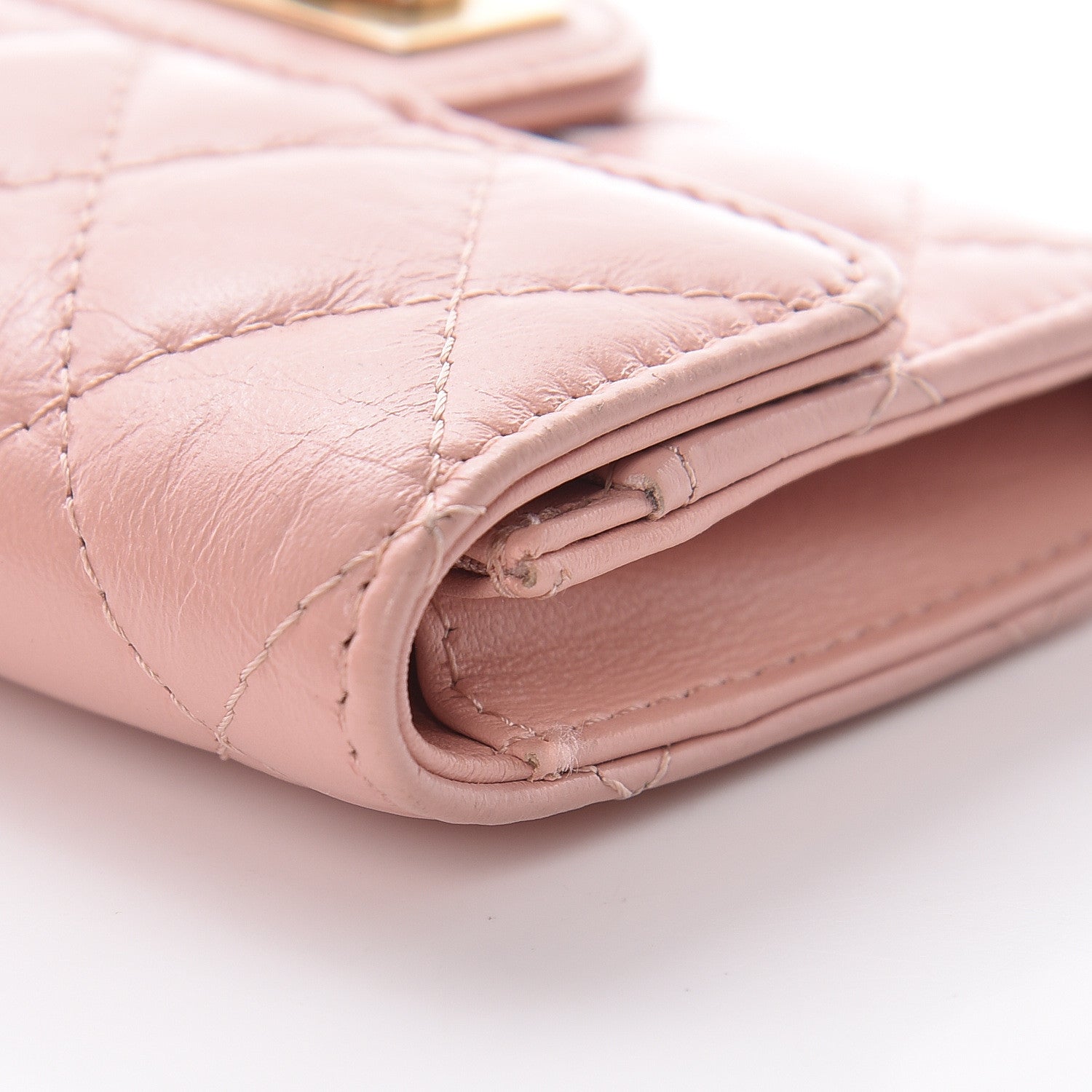 Chanel Aged Calfskin Quilted Reissue Flap Card Holder Pink 10 of 15