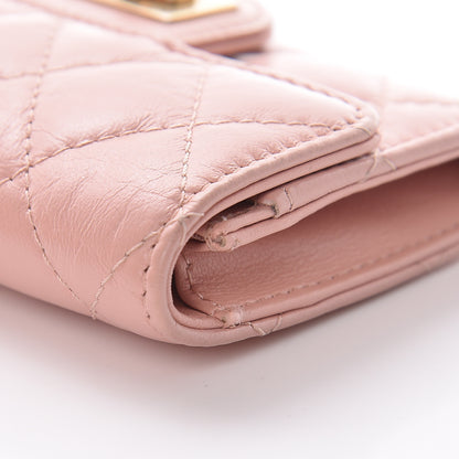 Chanel Aged Calfskin Quilted Reissue Flap Card Holder Pink 10 of 15
