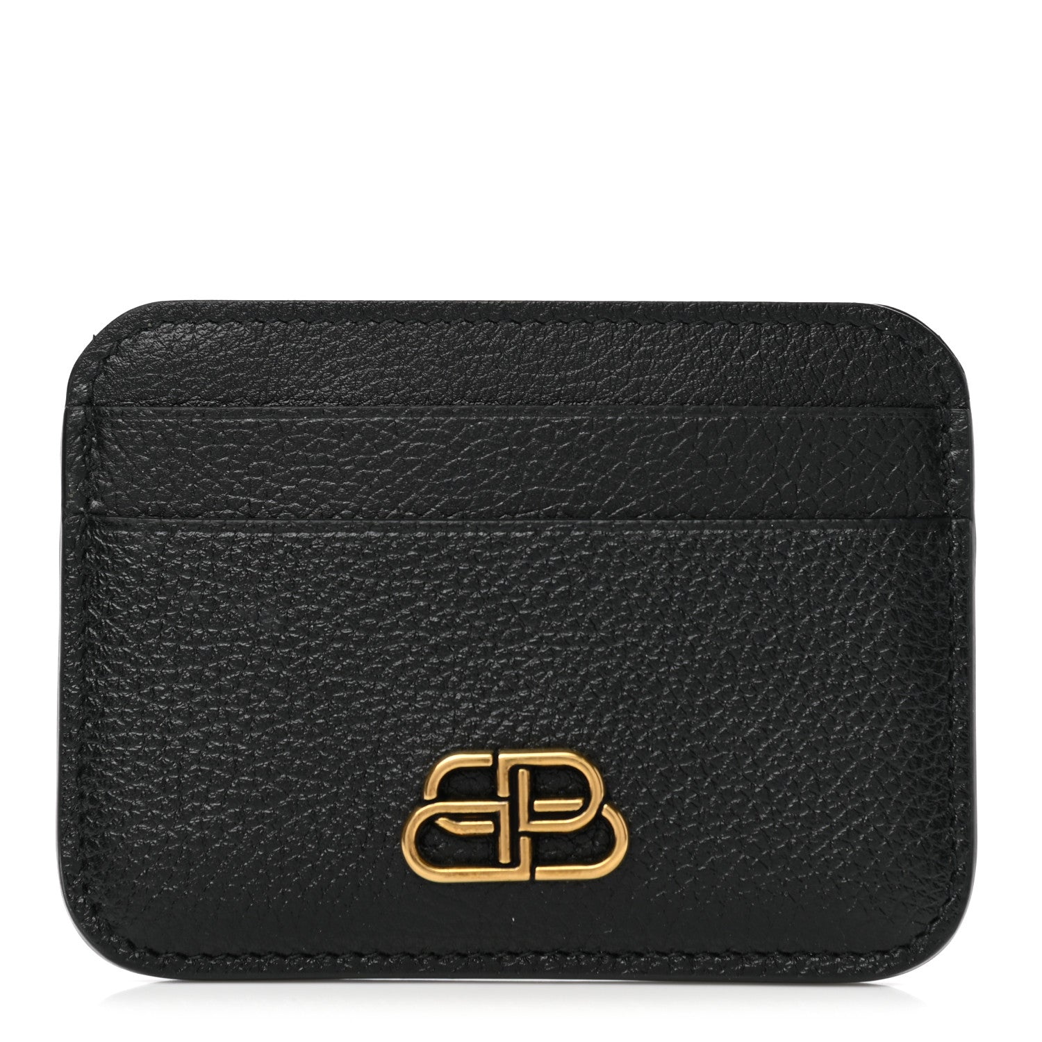 Balenciaga Grained Calfskin BB Card Holder Black 1 of 9