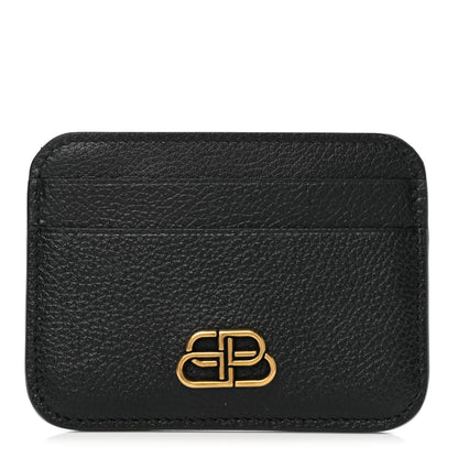 Balenciaga Grained Calfskin BB Card Holder Black 1 of 9