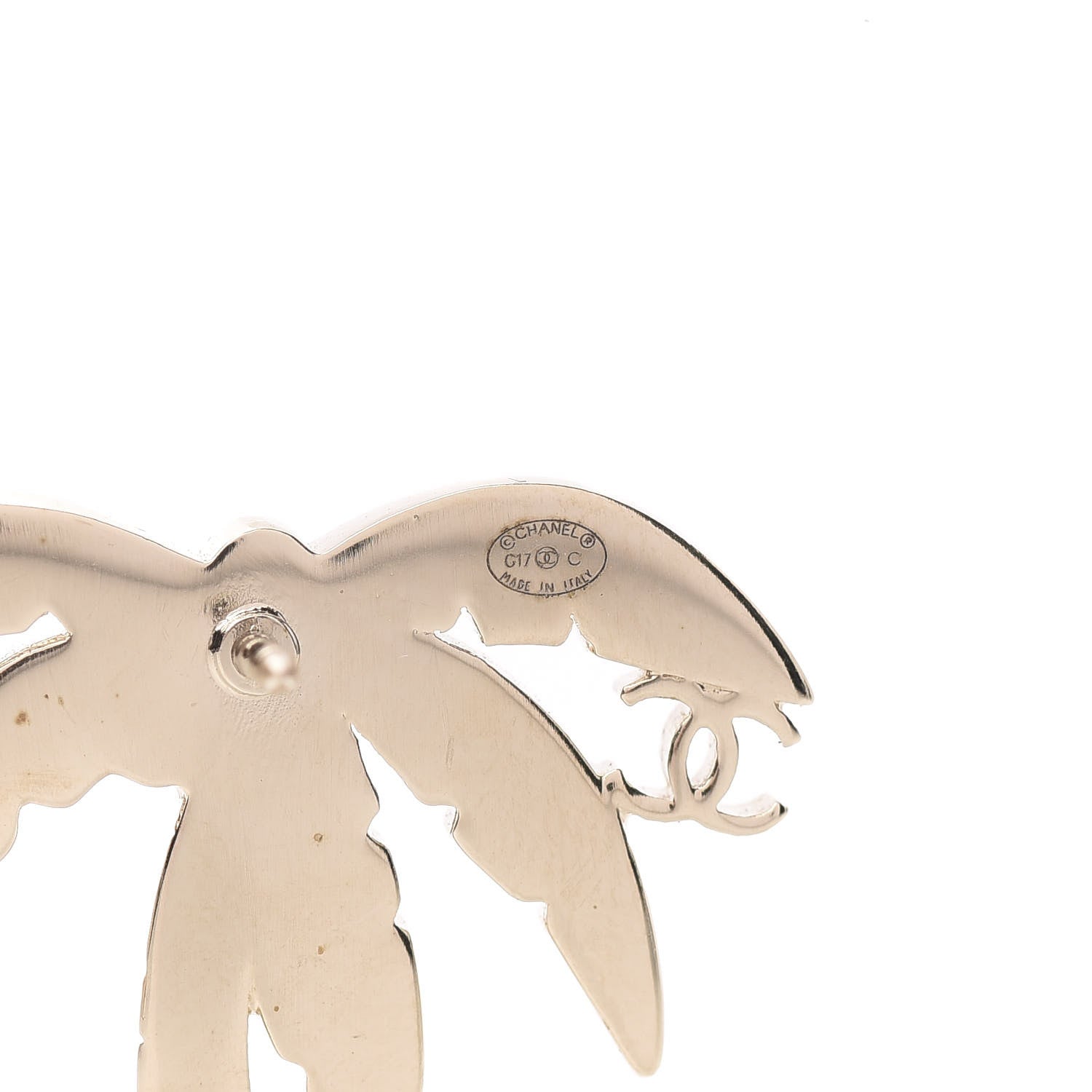 Chanel Enamel Pearl Palm Tree Brooch Green Gold 4 of 5