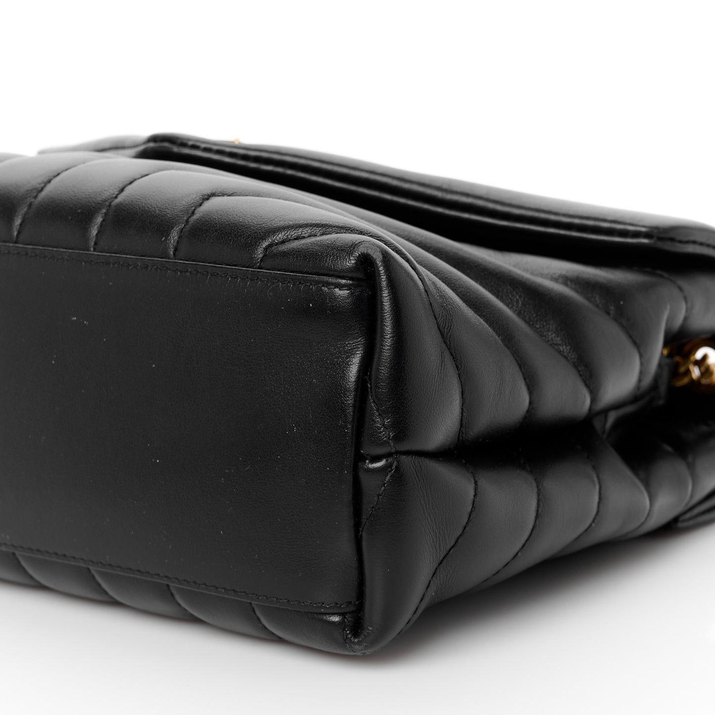 Calfskin Y Quilted Monogram Small Loulou Chain Satchel Black