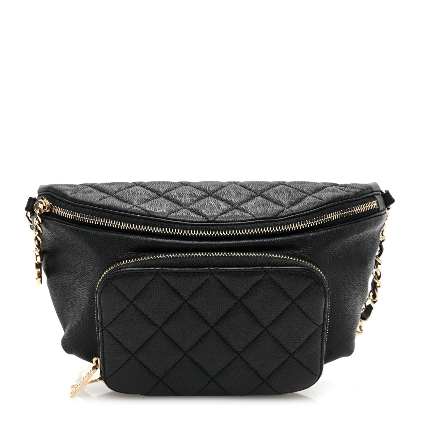 Caviar Quilted Business Affinity Waist Belt Bag Black