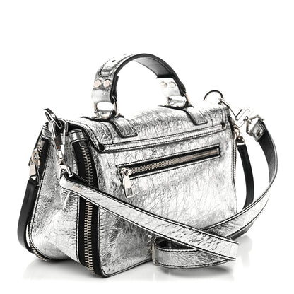 Proenza Schouler Metallic Paper Lambskin Medium PS1 Plus Zip Satchel Gun Metal 3 of 12