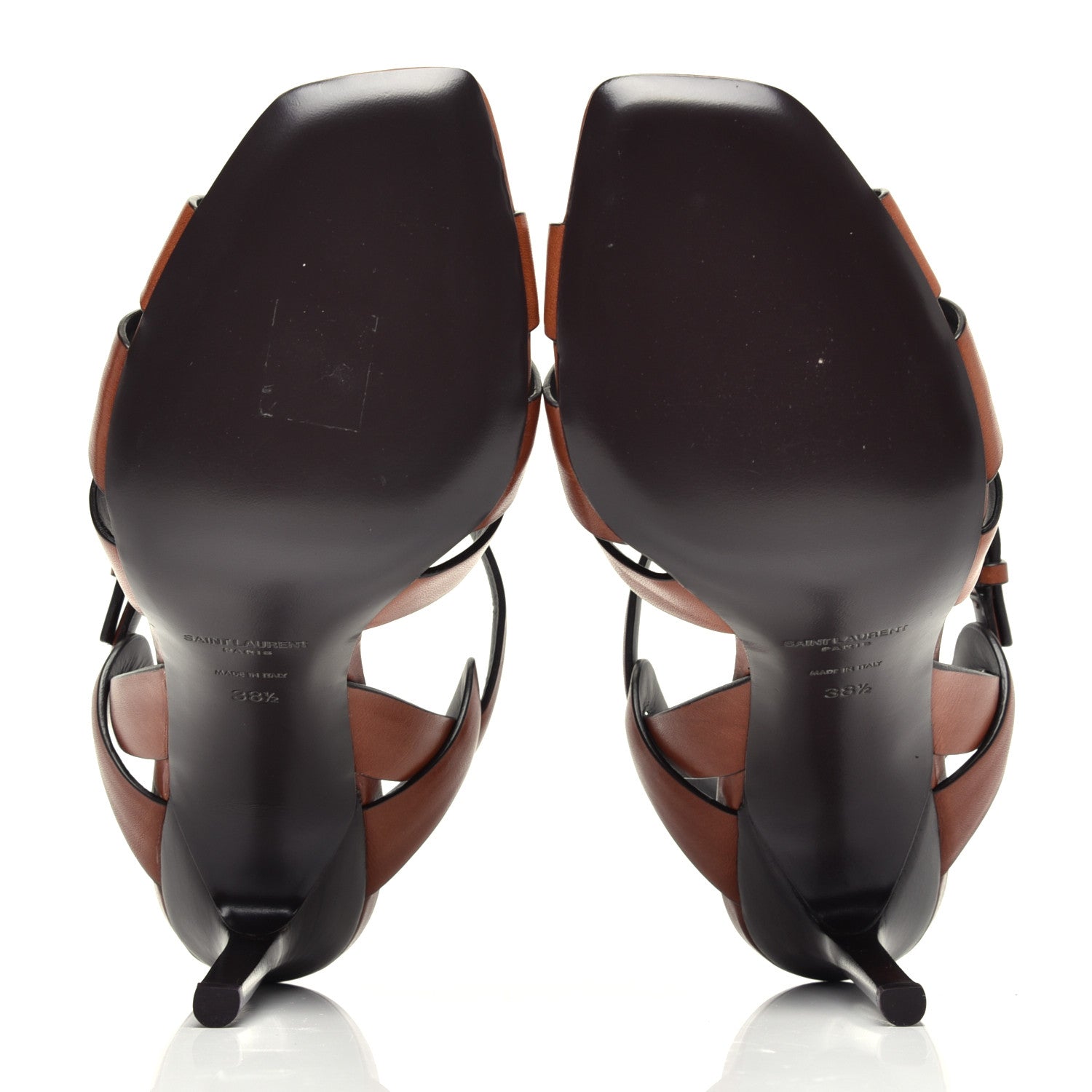 Saint Laurent Calfskin Tribute 105 Sandals 38.5 New Papaya 6 of 9