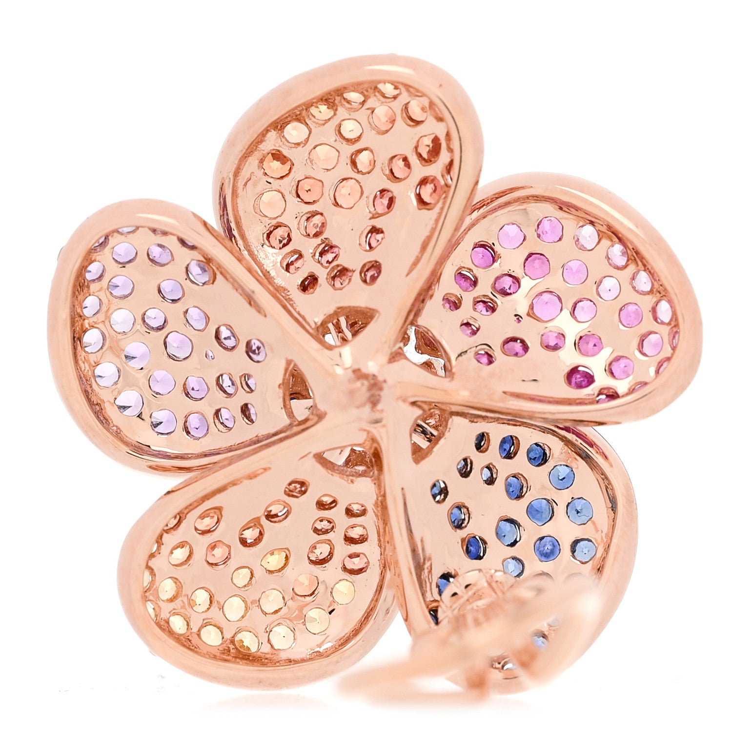 Parker & West by FASHIONPHILE 18K Rose Gold Diamond Rainbow Sapphire Flower Earrings 4 of 5