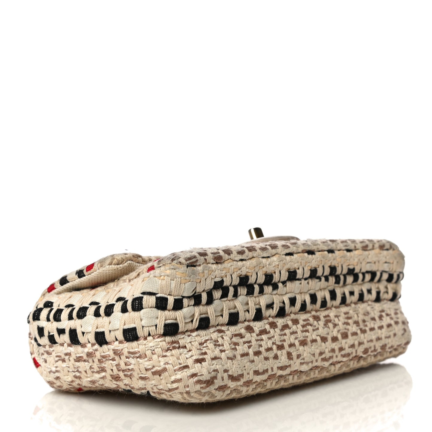 Cotton Raffia Lambskin Woven Mini Rectangular Flap Beige Red Black