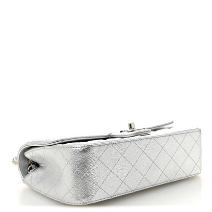 Chanel Metallic Caviar Quilted Medium CC Slide Flap Silver Silver 4 of 11