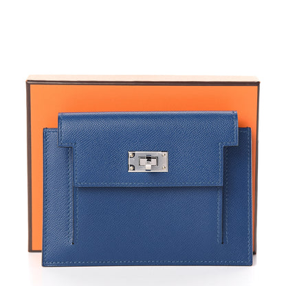 Hermes Madame Calfskin Kelly Pocket Compact Wallet Deep Bleu 8 of 8