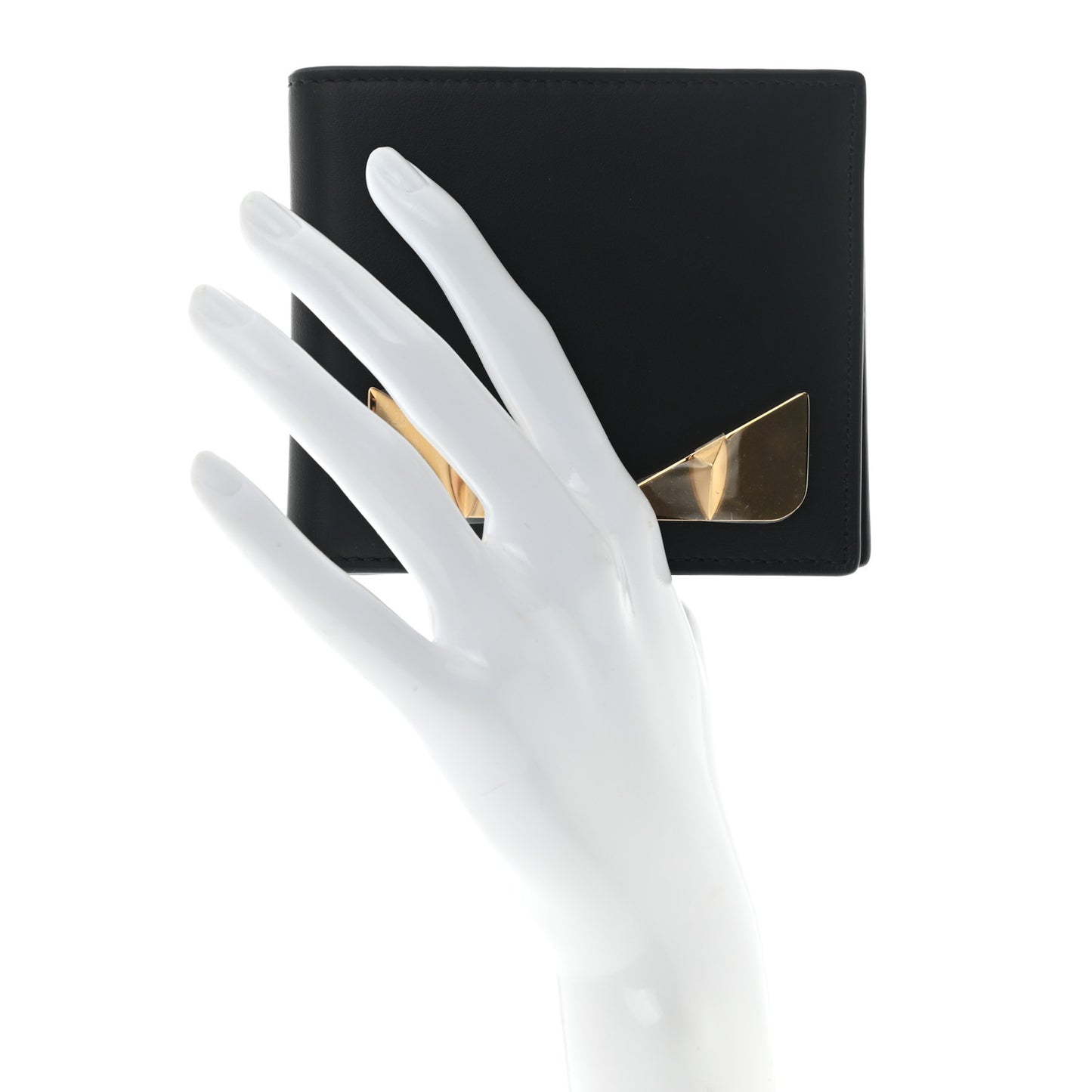 Vitello Century Metal Monster Eyes Bi-Fold Wallet Black