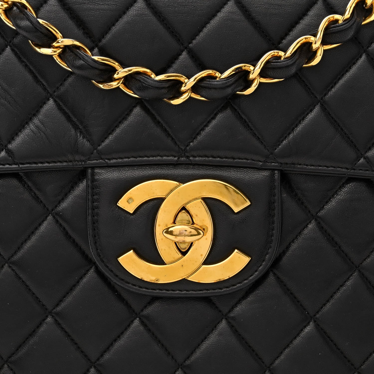 Chanel Lambskin Quilted XL Jumbo Single Flap Black 9 of 16