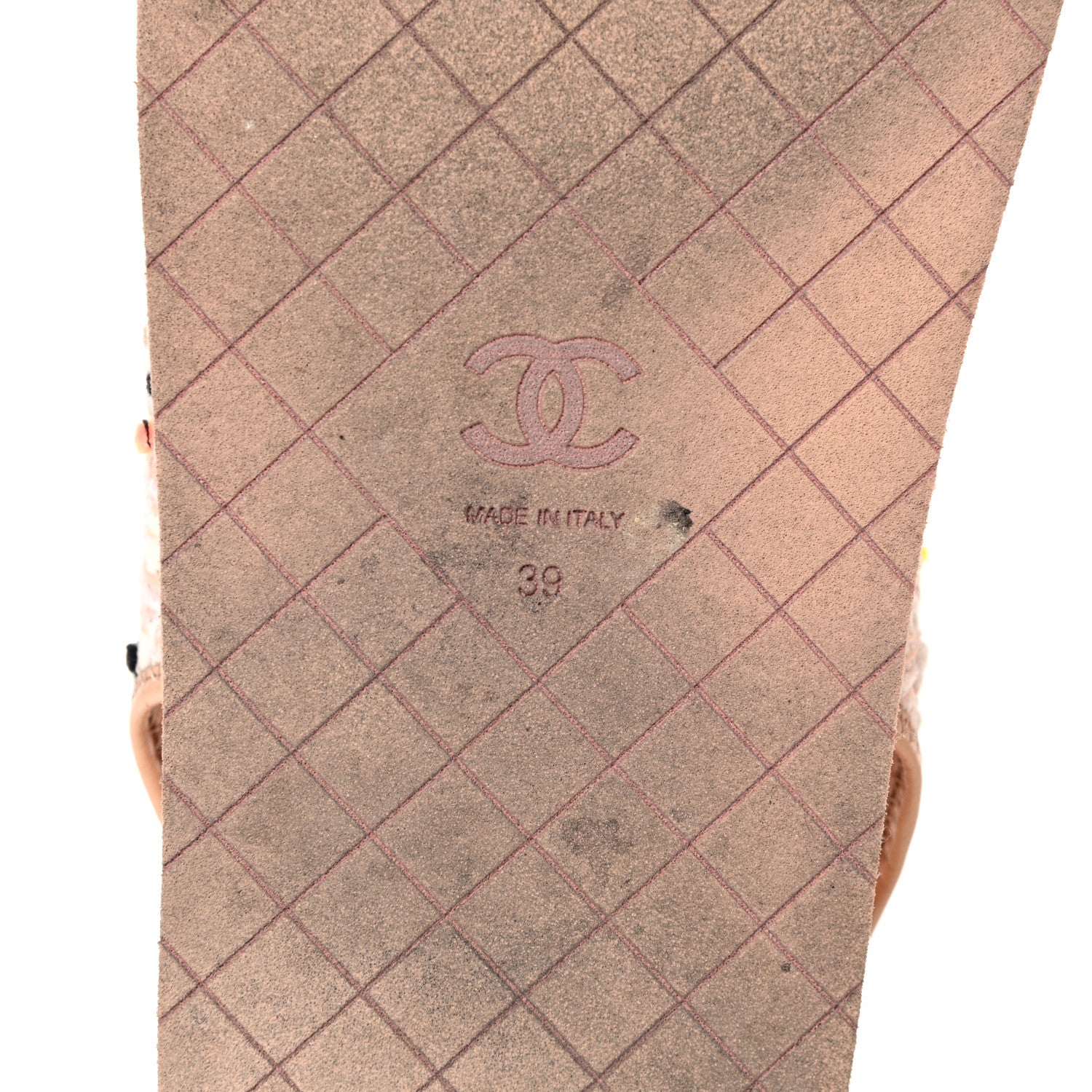 Chanel Tweed Lambskin Dad Sandals 39 Pink Multicolor 6 of 13