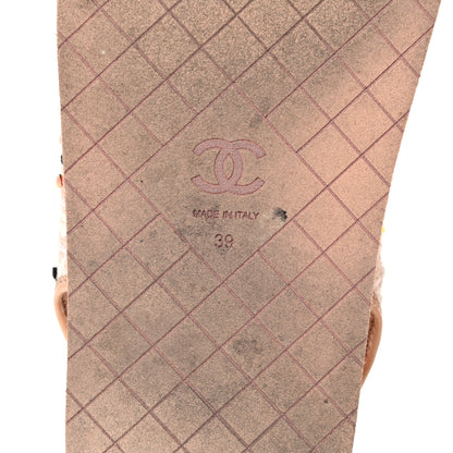 Chanel Tweed Lambskin Dad Sandals 39 Pink Multicolor 6 of 13
