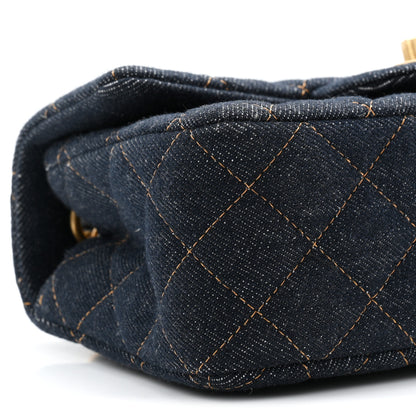 Chanel Denim Quilted Mini Rectangular Flap Dark Blue 9 of 11