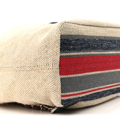 Chanel Striped Canvas Large Deauville Backpack Beige 9 of 10