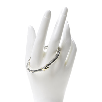 David Yurman Sterling Silver 14K Yellow Gold 5mm X Station Cable Bracelet 2 of 4