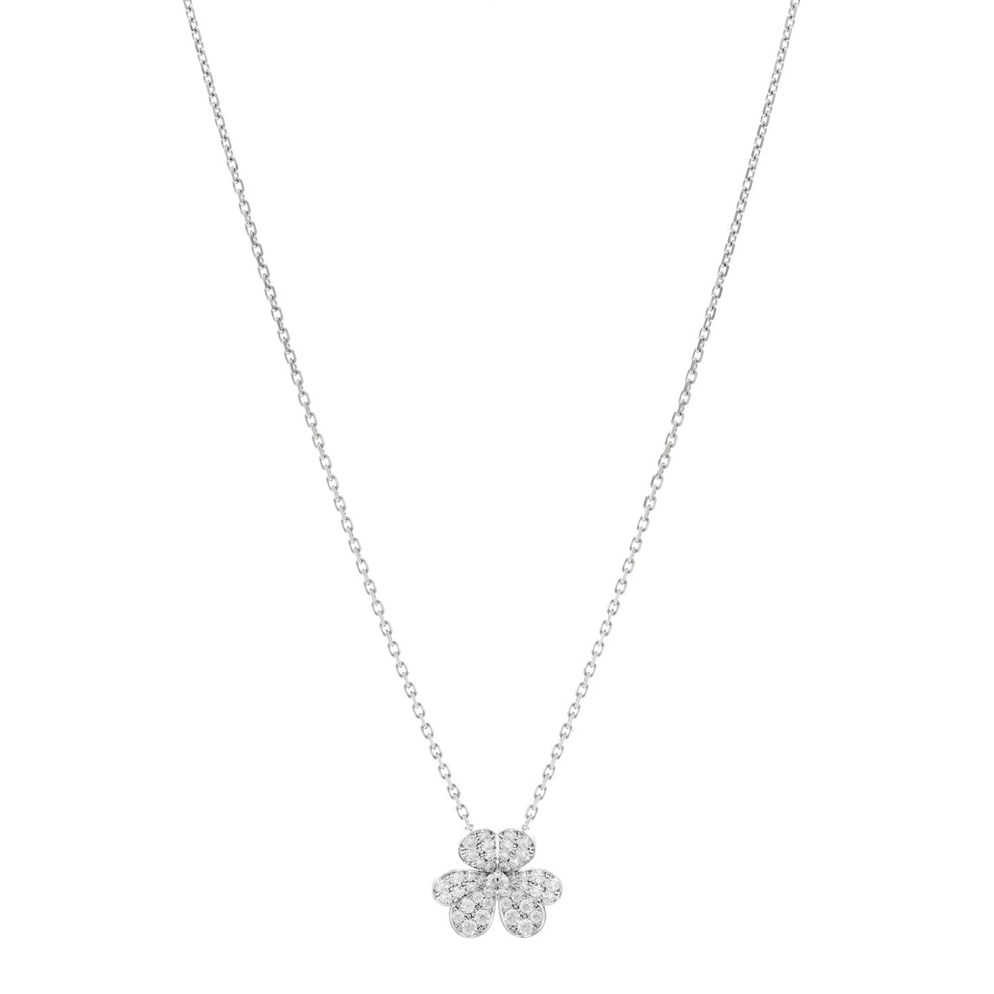 18K White Gold Diamond Small Frivole Pendant Necklace