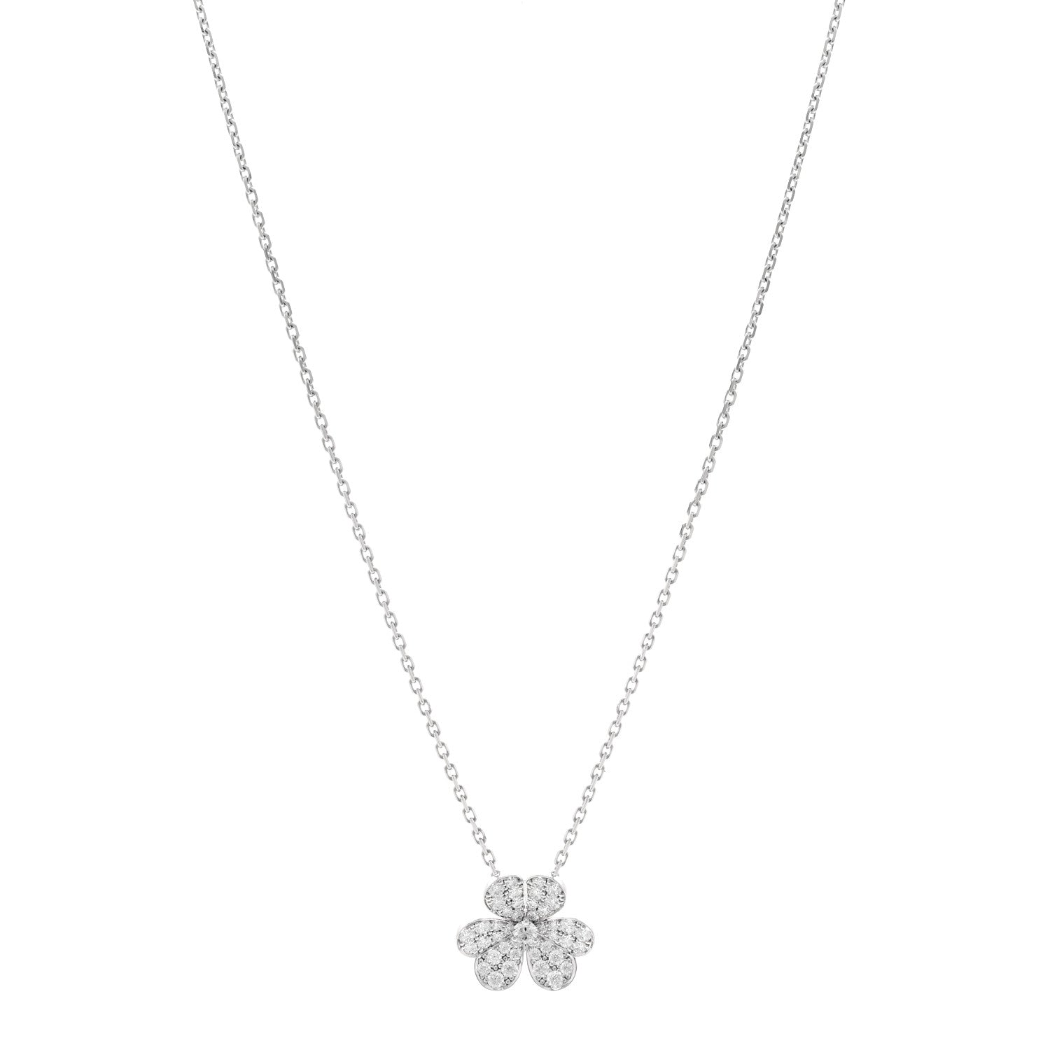 Van Cleef & Arpels 18K White Gold Diamond Small Frivole Pendant Necklace 1 of 6