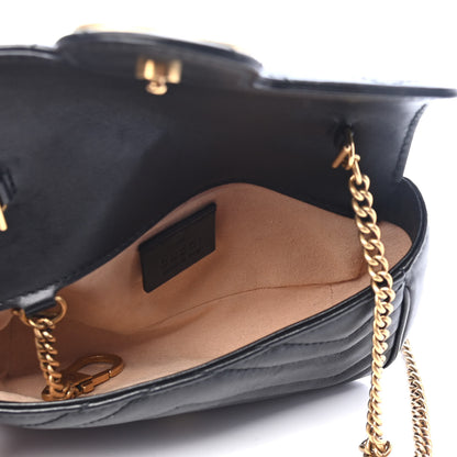 Gucci Calfskin Matelasse Super Mini GG Marmont Shoulder Bag Black 4 of 4