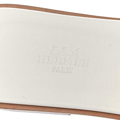 Hermes Box Calfskin Oran Sandals 37 White 5 of 9