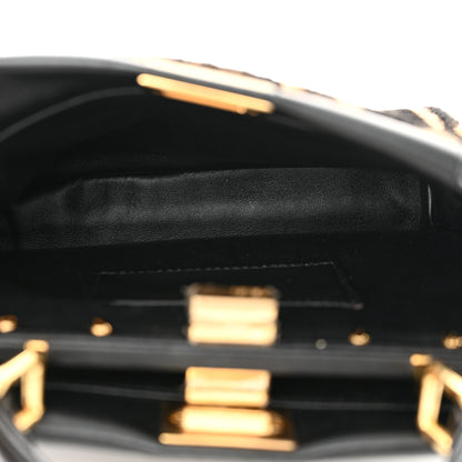 Fendi Shearling Nappa Macro FF 1974 Mini Peekaboo Iconic Satchel Tobacco Black 5 of 12
