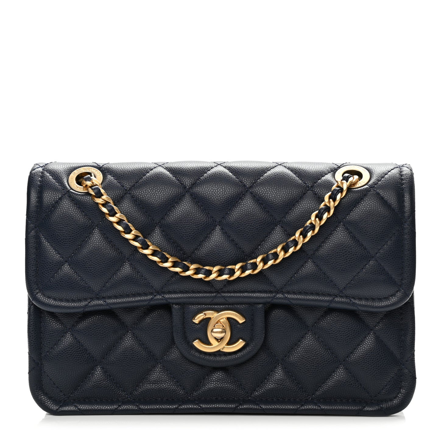 Caviar Quilted Medium Sweet Classic Flap Navy Blue