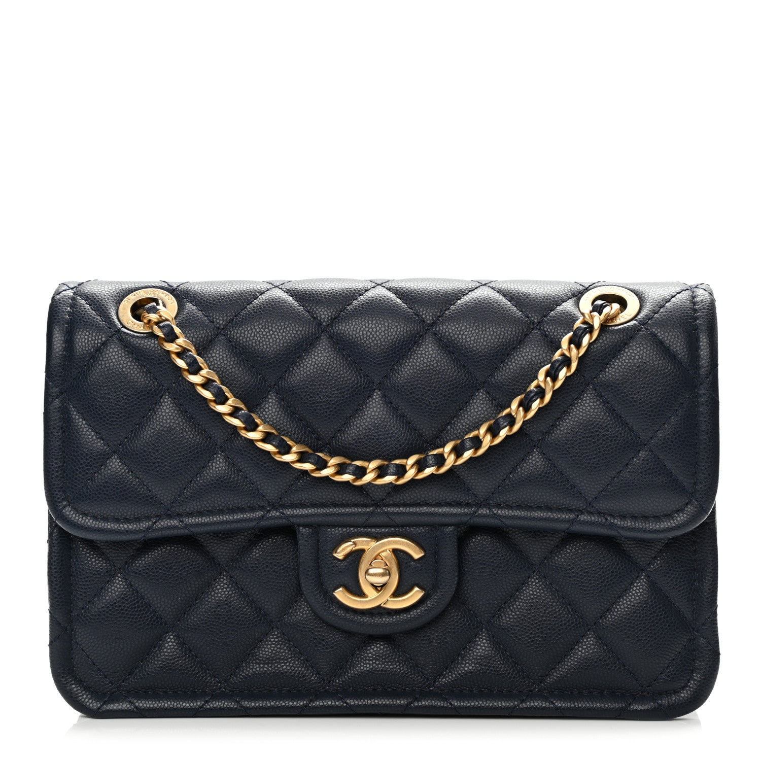 Chanel Caviar Quilted Medium Sweet Classic Flap Navy Blue 1 of 13