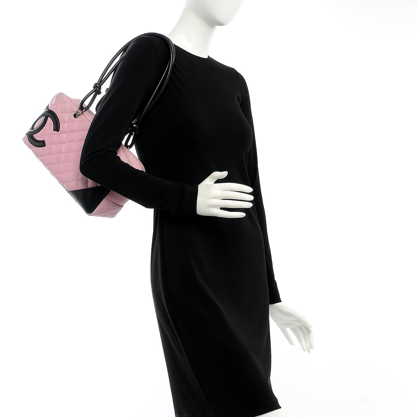 Calfskin Quilted Large Cambon Bowler Pink Black