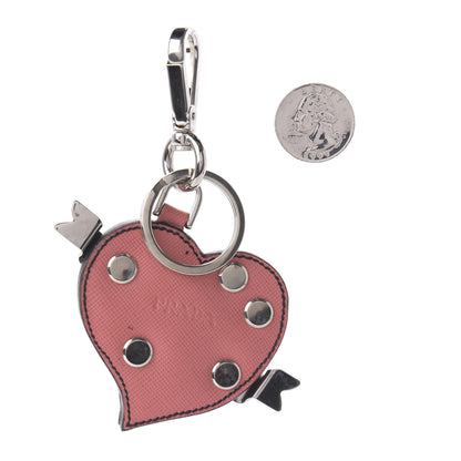 Prada Saffiano Trick Heart Keychain Charm Pink 2 of 3
