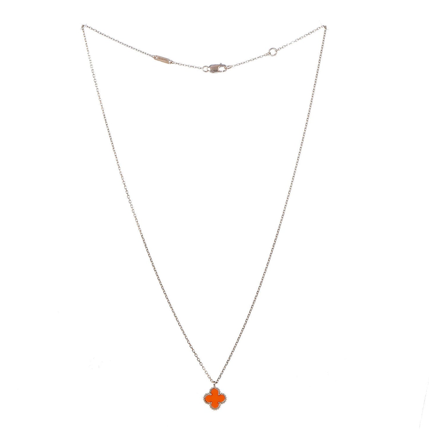18K Rose Gold Carnelian Sweet Alhambra Pendant Necklace