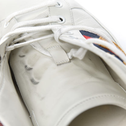 Gucci Calfskin Nappa Web LOVED Embroidered Mens Ace Sneakers 10 White Red Flame Notte 9 of 16